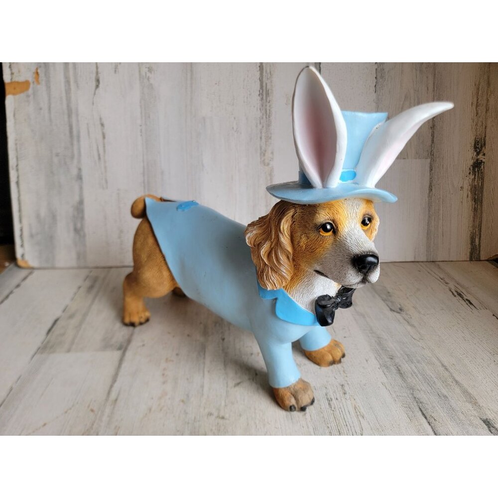 Willow Rilley dog Easter dog statue tuxedo spring home‎ decor figure